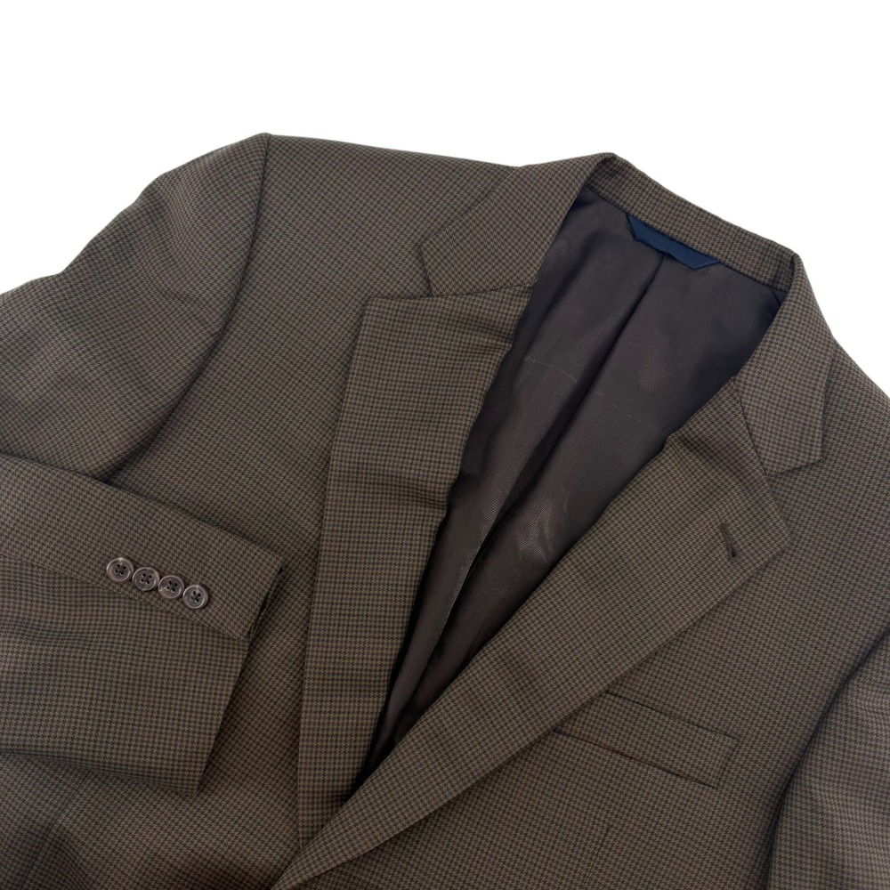 Burberry London Kensington Mens 43L Wool Blazer Brown Houndstooth Sport Coat USA
